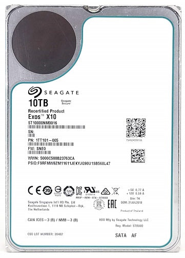 Seagate 10TB Exos Enterprise Internal HDD SATA 3.5 Inch (Helium) - ST10000NM0016