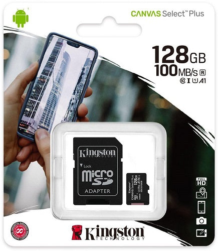 Kingston 128GB MicroSD Card Class10 with SD Adapter - SDCS2/128GB