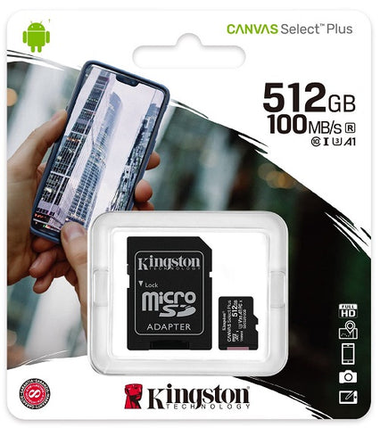 Kingston 512GB MicroSD Card Class10 with SD Adapter - SDCS2/512GB