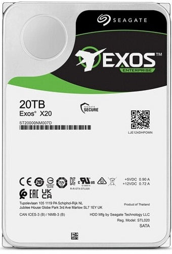Seagate 20TB Exos X20 Internal HDD SATA 3.5 Inch - ST20000NM007D