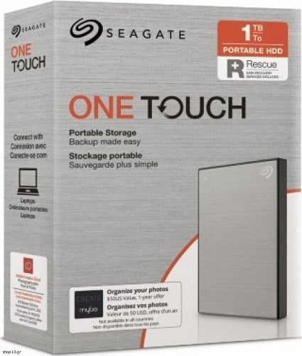 Seagate 1TB One Touch USB 3.0 External Hard Drive (Silver) - STKB1000401